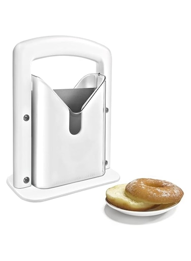Excefore Bagel Slicer, Original Universal Slicer with Safe Grip and Safety Shield, Home Kitchen Bread Slicing Gadget for Bagels, Breads, Muffins, Buns, Rolls, White
