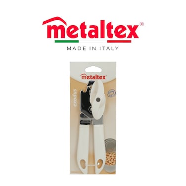 Metaltex Exodus Stainless Steel Can Opener with Magnetic Forceps &ndash; Ergonomic &amp; Durable