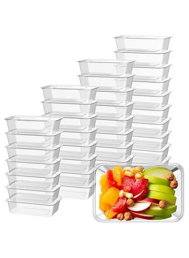 Excefore Plastic Meal Prep Container with Lids Disposable Clear Lunch Containers, 50 Pcs 25 oz Stackable Food Storage Container Box Spill proof for salad snack Microwave Dishwasher Freezer Safe