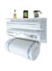 by Misbah 3 in 1 Plastic Kitchen Triple Paper Dispenser and Holder for Foil, Cling Wrap (Standard Size, White)