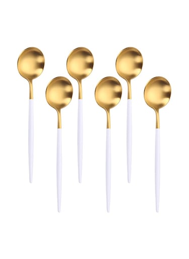 HOME 6-Piece Spoon Set White / Gold 16.5x26x3.5centimeter