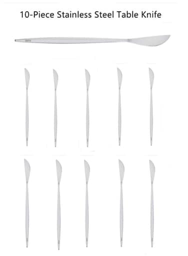 10-Piece Stainless Steel Table Knife Cutlery Silver 22x1.5 Centimeter