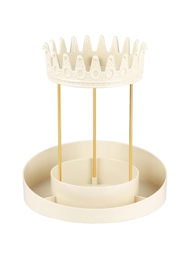 Tazweeq Jewelry Organizer, 360&deg; Rotating Jewelry Display Stand, Bedroom Double Tier Jewelry Shelf, Crown Rotating Dresser Jewelry Organizer, Jewelry Tower Rack Watch Holder for Women Girls