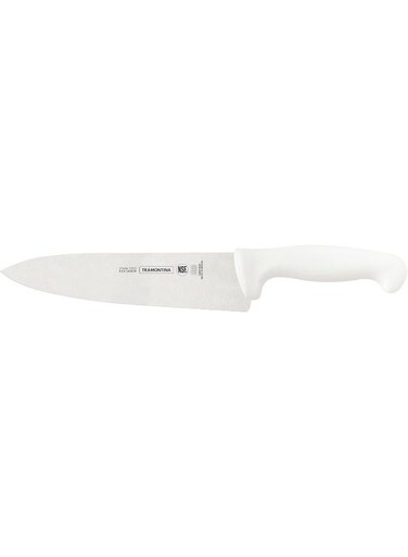 Professional 8 Inches Meat Knife with Stainless Steel Blade and White Polypropylene Handle with Antimicrobial Protection
