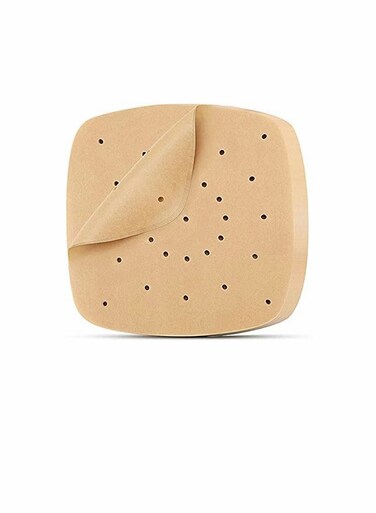 Air Fryer Parchment Paper 100 Pcs - 8.5 inch Unbleached Square Liners/Steaming Liner/Perforated for Fryer, Steaming Basket and More (100, Unbleached) Air Fryer Parchment Paper 100 Pcs - 8.5 inch Unble