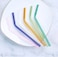 Set of 6 Plastic Straws, 210mm Transparent Wide Glass Straws with 1 Cleaning Brush - Assorted Colours