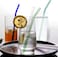 Set of 6 Plastic Straws, 210mm Transparent Wide Glass Straws with 1 Cleaning Brush - Assorted Colours