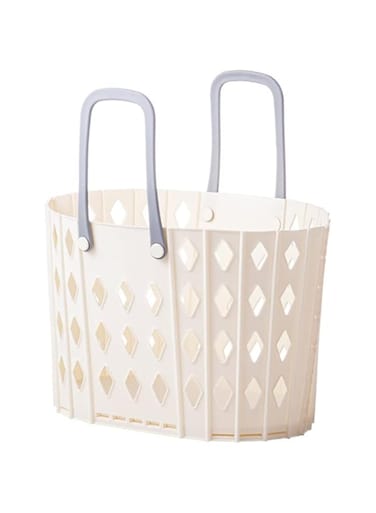 LQZHBDWZ Large Folding Clothes Basket, Folding Clothes Basket, Folding Clothes Basket High Capacity, Laundry Bin with Silicon Handles for Storage, Toy Organizer Storage (Creamy White)