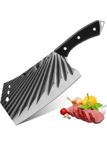 cuspitum Cleaver Knife, Full Tang Chinese Kitchen chef knife chopper, Forged High Carbon Steel Blade and Ergonomic Handle,2024 Gifts Ultra Sharp for Meat and Vegetable