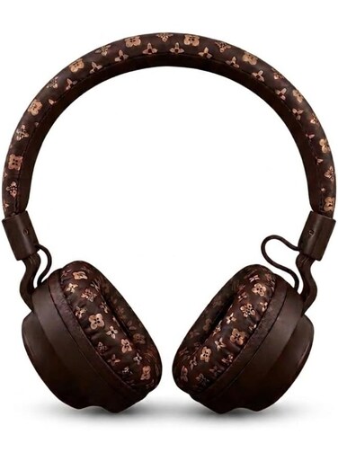 Cute Chocolate Brown Wireless Headphones for Kids &amp; Teens &ndash; Soft Floral Cushioned Over-Ear Bluetooth Headset, Adjustable Headband, Safe Volume, Foldable Design for Study, Travel &amp; Gifting