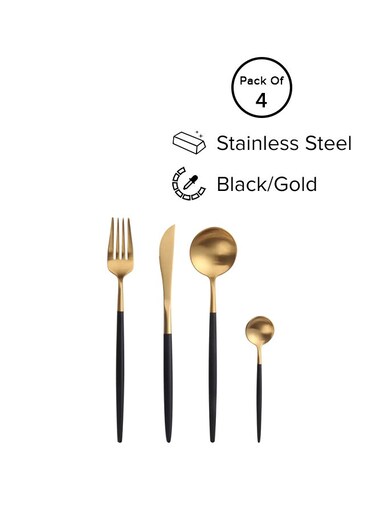 HOME 4-Piece Stainless Steel Cutlery Set Black / Gold