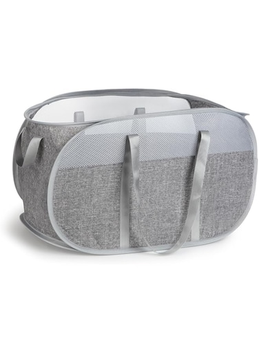 NALACAL Collapsible Laundry Baskets, Foldable Mesh Clothes Hamper with Reinforced Handles, Durable Pop Up Hampers for Laundry, Tear Proof &amp; Easy to Carry Laundry Hamper for Home, Dorm, Travel (Grey)
