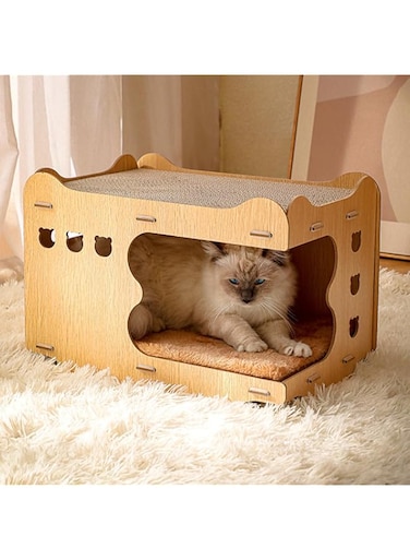 ANTOLE Cat Scratcher Hut,Cardboard Cats House for Cats Kittens,Scratch Box Board for Cat Scratching Post for Indoor Cats Bed