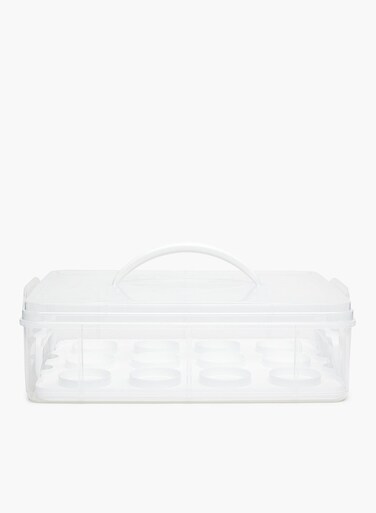 Food Storage Container Set - Portable - With Handle - Kitchen Storage - Kitchen Cabinet Organizer - Storage Basket - Clear/White Clear/White