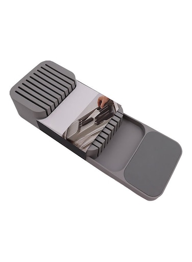 Kitchen Knife Drawer Organizer Tray Grey 7.3 x 39.5 x 13.7cm