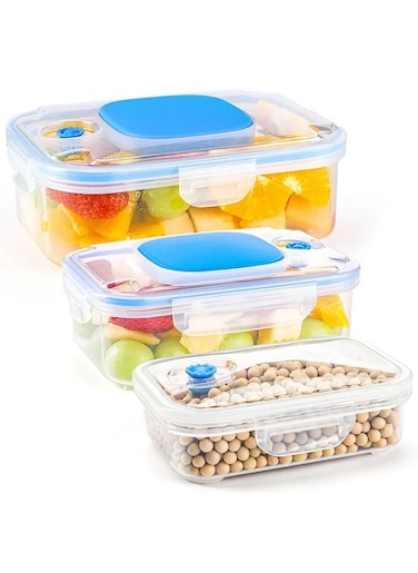 INKBIRD Vacuum Seal Food Storage Container Set Airtight Food Storage Containers With Lids Stack Design Freezer Fridge Microwave Safe 3 Pcs Blue Perfect For Vacuum Sealer Machines