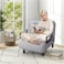 Convertible Folding Sofa Bed Chair with 5-Level Adjustable Backrest, Linen Fabric &amp; Pillow, Grey
