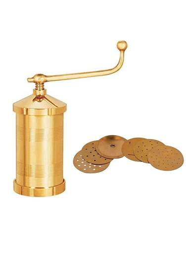 Brass Sev Sancha, Murukku, Chakli, Bhujia, Farsan Maker with 6 plates 450g