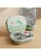MOBCOS Kids Insulated Stainless Steel Bento Lunch Box with 4 Compartments, Leakproof Lid, Sauce Container &amp; Spoon, Cute Dinosaur Design, Mint Green