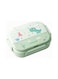 MOBCOS Kids Insulated Stainless Steel Bento Lunch Box with 4 Compartments, Leakproof Lid, Sauce Container &amp; Spoon, Cute Dinosaur Design, Mint Green