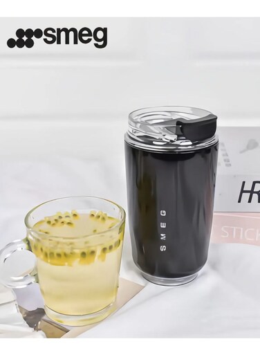 Travel Coffee Mug, 320ml Insulated Beverage Cup With Leakproof Lid, Long Lasting Coffee Tumbler With Lid And Straw, Travel Coffee Thermos &iuml;&frac14;&circ;Black&iuml;&frac14;&permil;