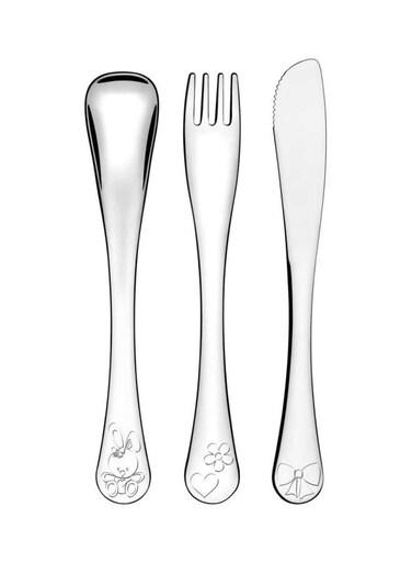 3-Piece Child's Flatware Set Silver Silver