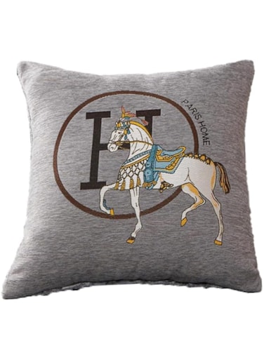 Croker Horse 18x18'' inches Throw Pillow Cushion Covers Set Pack of 2 Pcs - Luxury Horse Embroidery Modern Style Couch Sofa Pillow Cover for Living Room Bedroom (Grey)