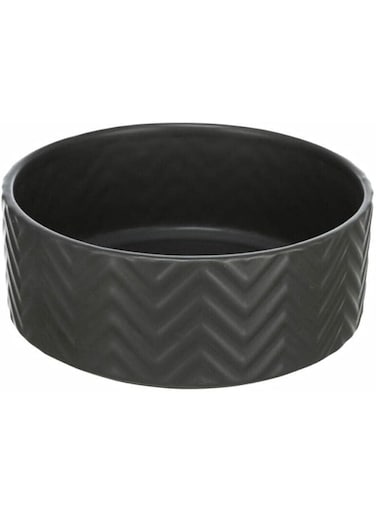 Trixie Wavy Pattern Ceramic Dog Bowl - BLACK/16CM
