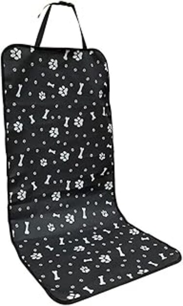 TOMVAES Dog Car Seat Cover, Oxford Fabric Cat Dog Car Mat, Black Bone Print Pet Protector Mat, Waterproof Puppy Kitten Protective Blanket, Outdoor Travel Camping Car Back Mat, 106 * 49 cm