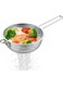 Stainless Steel Colander with Handle, Kitchen Strainer Basket with Resting Feet, Heavy Duty Metal Basin Colander for Washing Fruits and Vegetables, Draining Pasta, Rice, Noodles, Frying &amp; Steaming Food, Rust Resistant
