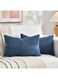 2 Pack Lumbar Decorative Throw Pillow Covers, 30x50cm Soft Striped Corduroy Rectangle Accent Cushion Case for Couch Bed Sofa, Rustic Farmhouse Boho Home Decor (Dusty Blue)