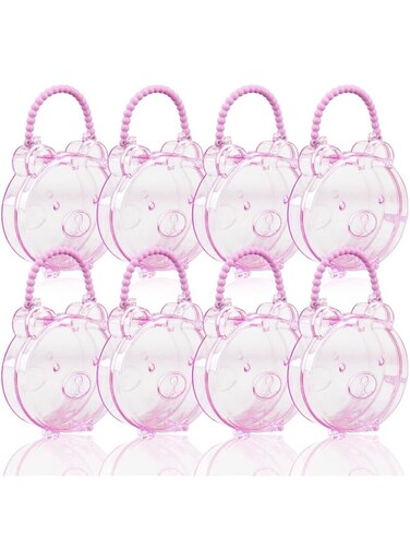 Azonee 8 Pack Plastic Storage Box, Small Plastic Box Mini Clear Storage Containers Plastic Beads Storage Containers for Beads, Crafts, Jewelry, Small Items for Kids (Bear)