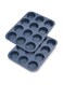 2 Pack Silicone Muffin Baking Pan &amp; Cupcake Tray 12 Cup - Nonstick Cake Molds/Tin, Silicon Bakeware, BPA Free, Dishwasher &amp; Microwave Safe (12 Cup Size, Grey)