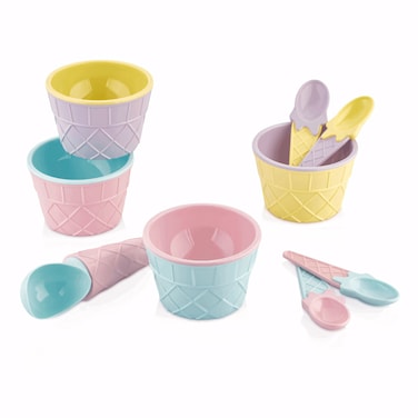 9-Piece Ice Cream Set (4 Bowl, 1 Big Spoons, 4 Small Spoons)