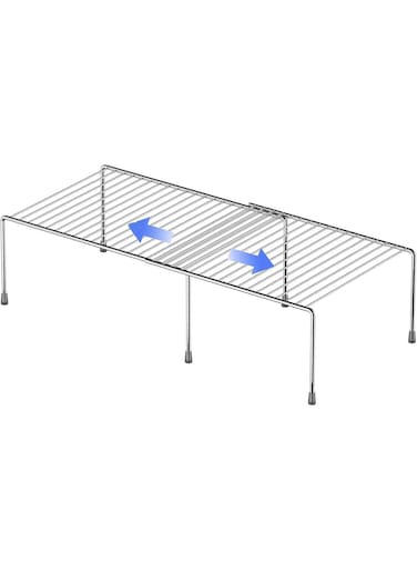 Expandable Cabinet Dish Rack - Adjustable Stainless Steel Kitchen Shelf Organizer - Countertop Storage with Anti-Rust Nano Coating Pack of 1