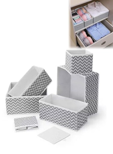 6-Piece Foldable Closet Organizer, Wardrobe Drawer Storage Organiser Storage Box for Clothes, Bra, Underwear, Pants, Panties, Ties