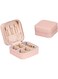 2pcs PU Leather Small Jewelry Box, Travel Portable Jewelry Case for Ring, Pendant, Earring, Necklace, Organizer Storage Holder Boxes (Pink, One Size)