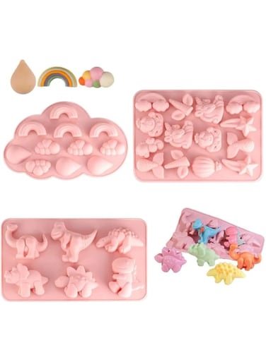 ELECDON Silicone Baking Mould, Animal Mould, Ice Cube Pudding Muffin Mould, DIY Handmade Soap Moulds, Candy Chocolate Mould for Kitchen Baking, for Kids Party's Decoration Jelly Biscuits Moulds 3 Pcs