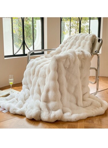 Air-Conditioning Nap Blanket &acirc;&euro;&ldquo; Ultra-Soft Faux Rabbit Fur &amp; Lamb Fleece, Thickened &amp; Cozy for All Seasons   Breathable, Lightweight, and Warm   Perfect for Bed, Sofa, Office, Travel &amp; Pet-Friendly Homes