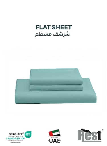 3-Piece Teal Plush 200x220 Flat Bedsheet Set Includes 1 Deep Pocket Flat Bedsheet and 2 Pillow Covers, Breathable and Machine Washable