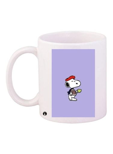 Snoopy Dog Printed Coffee Mug White/Purple/Red
