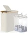 TMOHRA 150L Laundry Hamper with Lid-Large Laundry Basket with Bamboo Handles, Grey Hampers for Laundry, Dirty Clothes Hamper with 2 Removable Inner Bags for Clothes Toys Towels (White)