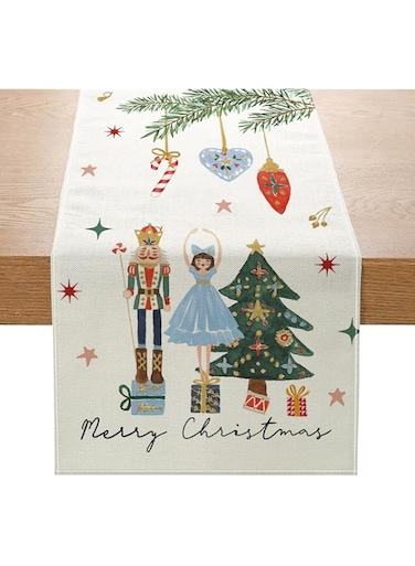 ZCHOMI Christmas Nutcracker Table Runner 13x72 Inch Gift Box Merry Christmas Seasonal Kitchen Dinning Table Decoration for Home Party Decor