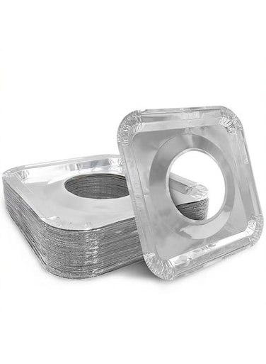 50 Pack Aluminum Stove Gas Stove Cover,Thick Chips Square Stove Linings,Available Gas Kit Protection,Outer Diameter: 8.5 x 8.5 Inch