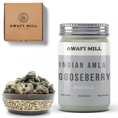 AWAFI MILL Dried Indian Amla Gooseberry - Premium Quality - Nutrient-Rich Superfood - Rich in Vitamin C - Versatile Culinary and Ayurvedic Ingredient (Bottle of 50 gram / 1.7 Oz)