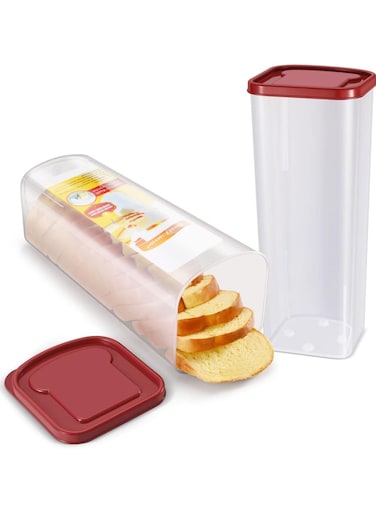 Box, Bread Container &amp; Bread Storage for Kitchen Counter, Large Bread Box , BPA-Free Plastic, Bread Storage Container with Airtight Lid, Fresh Bread Saver &amp; Dispenser for Baked Goods, Sliced Bread Keeper, Airtight Bread Box, Sandwich Bread Holder, Bread Saver &amp; Bread Keeper, Bread Bin &amp; Breadbox Countertop Storage, Red Lid, (Pack of 1)