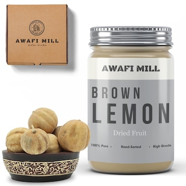 AWAFI MILL Dried Brown Lemon - Exotic Flavor Infusion - Rich and Tangy - Versatile Culinary Ingredient - Natural Preservative (Bottle of 50 gram / 1.7 Oz)