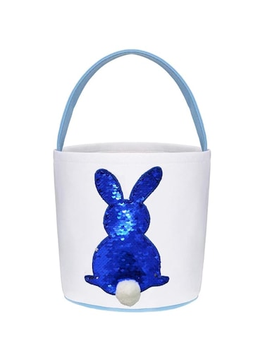 Easter Basket Bags, Easter Decoration Basket Easter Gift Basket Kids Easter Basket Bunny Tote Bag Bunny Tote Bag Gift Basket Candy Basket for Easter Eggs,Toys, Candy,Gifts (Blue paillette)