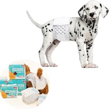 Disposable Pet Diapers Male Dogs Super Absorbent Soft Heating Pee Diapers Liners Including Puppy Diapers Dogs Cats (M)