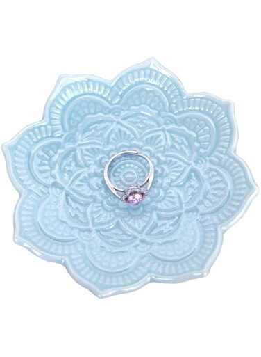 Azonee Jewelry Tray, Boho Ring Dish Small Jewelry Holder Trinket Dish Gift for Women Birthday Wedding Gift for Bride (Blue)